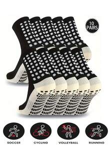 Sports Outdoor 4/5/6 Pairs Men's Performance Sports Socks With Enhanced Grip - Moisture-Wicking, Breathable Fabric - Ideal For Football, Basketball & Running - Multicolor - View 24