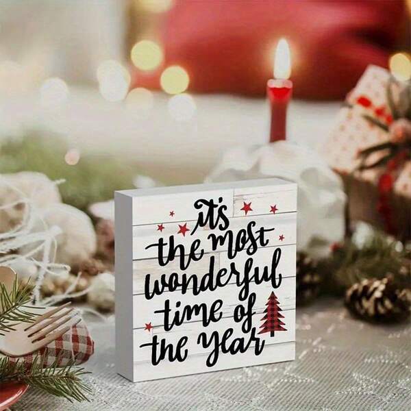 1pc Christmas Is The Most Wonderful Time Of The Year, PVC Desk Decor, Funny Gift Art, Decorative PVC Sign For Office, Home, Suitable For Holiday Party, Christmas Party, Scene Decor, Festival Decor, Party Favors, Home Decor, Amusing Christmas Party Decor, Christmas Holiday, Happy New Year, Christmas Gifts, Christmas Decorations Room Decor Winter Christmas Decorations Home Christmas Gifts Christmas Decor