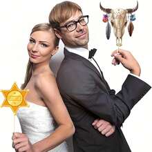 25Pcs Western Birthday Party Photo Booth, West Cowboy Photo Booth Props Kit, Cowgirl Cowboy Photo Booth Props, Wild West Texas Horse Western Party Decorations