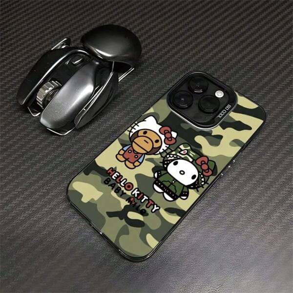 Sanrio 6 Pieces/Camouflage Hello Kitty Phone Case For IPhone 16 14 Pro Max 13 12 11 Pro Max 14 15 Plus XS XR X Mini Y2k Cartoon Girl Hard Cover