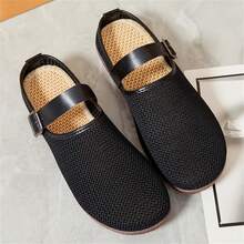 Wandelbare, retroi-inspirierte, weichsohlige Sandalen für Damen, lässiger Netz-Zehenriemen Slip-On Flachschuh, Frühling