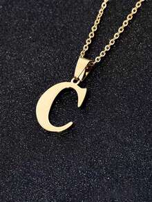 1 pezzo Semplice e alla moda collana con pendente a lettera 26 in acciaio inossidabile, adatta per uso quotidiano, un ottimo regalo per gli amici - Multicolore - Visualizzare 27