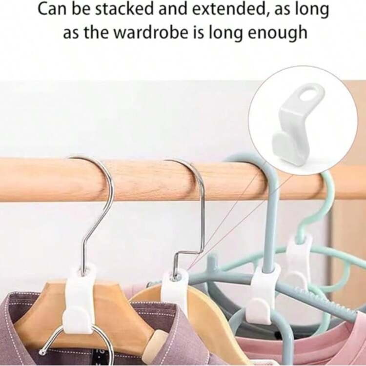 10/20/30/50/100pcs Hanger Connector Hooks Made Of High-Quality Metal Material, Surface Treated With Anti-Rust Coating To Ensure Long-Term Durability. The Clever Hook Design Allows For Easy Multi-Layer Stacking, Conveniently Hanging Different Types Of Clothing Such As Shirts, Sweaters, And Pants, Effectively Saving Closet Space. - Multicolor - View 8