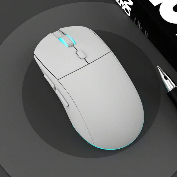 1 buc. Mouse de gaming silențios wireless 2.4G, reîncărcabil prin USB, cu baterie litiu și iluminare de fundal colorată, potrivit pentru PC/iPad, tabletă, laptop