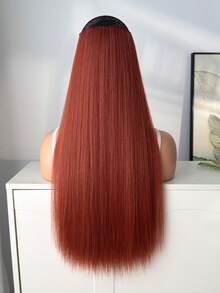 22" Straight Hair Extensions Clip-In, Orange & Red, Women's 18" Wavy Synthetic Hair Extensions Clip-In, Silver - Burnt Orange - View 4