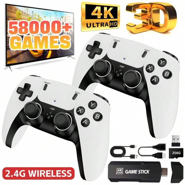 TV Video Game Stick Retro Gaming Console 2 Wireless Controller Kit 58000&4K