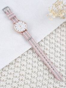 1 pieza Lienzo con diseño de chica y reloj digital de dibujos animados lindo para niños para volver a la escuela