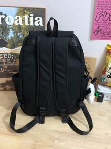 1 件女士日式休闲风格尼龙书包通勤包背包钱包，轻便大容量，配有可调节肩带，适合夏季，适合商务/通勤/工作，适合大学高中假期，极简主义休闲学院风运动风，纯色，其他印花，适合大学生，送给女朋友的女孩礼物 - 彩色 - 查看 3