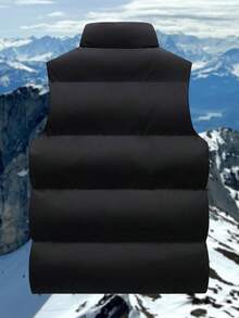 1 Peça Colete Masculino de Gola Alta para Inverno, Jaqueta Sem Mangas Quente, À Prova de Vento, para Caminhada e Montanhismo ao Ar Livre, Forro Polar