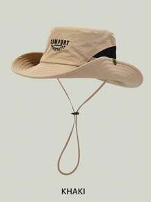 1 件男女通用纯色刺绣渔夫帽，时尚户外徒步钓鱼防晒帽，休闲防风抽绳帽，适合春秋冬日常使用 - A - 查看 9