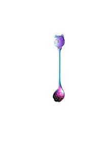 1 pièce Cuillère à café en acier inoxydable avec patte de chat porte-bonheur et visage souriant, cuillère à dessert mignonne de chat, cuillère à glace - Multicolore - Voir 10