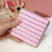 1 Stück kreative Geschenkidee Zigarettenetui aus Leder mit Strass-Automatikfunktion, Zigarettenbox mit Volldiamanten, hält 20 normale Zigaretten