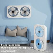 Powerful Dual Head Fan, 2x Cooling Effect, 3 Speed Mini Desk Fan With Quiet Operation, Options For Hanging, Placing On A Table, Or Carrying By Hand, Stylish Device For Outdoor Camping Perfect For Hot Days And Outdoor Activities,1800mAh