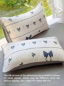 2/3件套黑色蝴蝶结、深灰色、超柔软、学生风、甜美可爱、磨毛被套枕套套装，春夏款，适用于双人床、大号床、特大号床 - 黑與白 - 查看 7