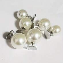 12 件优雅仿珍珠纽扣 - 可拆卸和可重复使用的白色珍珠铆钉,适用于连衣裙上的缝纫配件、衣领调节和围巾固定、拼布绣花针、时尚装饰性珍珠紧固件,带金属柄 - 白色 - 查看 3