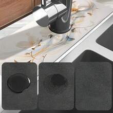 1件，花卉印花硅藻泥水龙头吸水垫，可切割，浴室水龙头防溅垫，防潮防滑水龙头垫，厨房台面配件。 - 彩色 - 查看 12