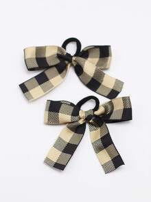 6 件装女孩学院风返校格子蝴蝶结发圈，时尚可爱甜美蝴蝶发饰，适合各种场合，马尾辫夹，发圈，发绳，学校用品