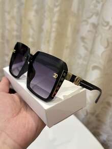 1副女士休闲复古大方渐变灰色时尚眼镜，适合日常、夏季、海滩、街拍等场合佩戴，方形時尚眼鏡 - 綠色 - 查看 17