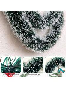 1PC Christmas Decorations, Green Snowflakes, White Snowflakes, Artificial Christmas Pine Ribbons, Diy Wreaths, Suitable For Ceiling Decoration Of Wedding And Birthday Parties, Christmas Tree Decoration, Party Decoration - White Edge - View 6