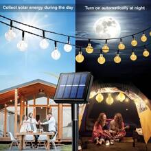 Luces de hadas solares, 8 modos de iluminación - Luces de cadena de bola de cristal resistentes al agua para exteriores, aptas para jardín, patio, balcón, boda y decoración navideña, luces solares para exteriores