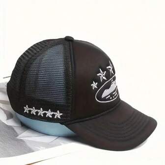 DSQICOND2 Polyester Mesh Splice Cute Letter Trucker Hats Baseball Cap, Adjustable Breathable Snapback Sun Hats, Outdoor Cap