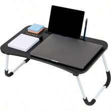 Mind Reader Lap Desk Mesa Portátil para Laptop Soporte para Cama con Patas Plegables Mesa para Sofá MDF 23.25 x 13.75 x 10.5 Pulgadas Color Negro Escritorio Organizador