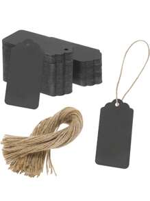 100pcs/Set Kraft Brown, Black And White Paper Tags With String Attached Labels Display Tags Brown Price Tags With String Writable Hang Tags For Clothing, Jewelry, Clothes DIY Crafts Wedding Holiday And Retail Display