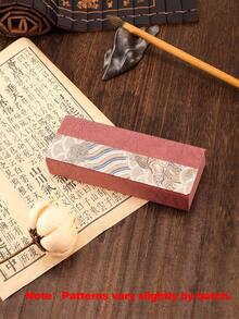 1pc Vintage Classical Style Leather Glasses Case With Retro Pattern Portable Hard Shell Eyewear Protection For Men Women Stylish Gift - Multicolor - View 6