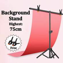 T-Shaped Photography Backdrops Stand 19.6 Inches Wide Small T Shape Support Light Stands 29.5 Inches Tall Mini Holder For Photo Studio PVC Background Cloth Paper - Black - View 1
