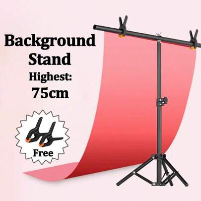 T-formad fotobakgrundsstativ 19,6 tum brett litet T-format stödlampstativ 29,5 tum högt minihållare för fotostudio PVC-bakgrundstygpapper