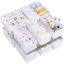 organizadores de cajones para ropa, cajones organizadores de almacenamiento de tela, plegables para clóset, divisores de cajones para ropa de bebé - 12pcs Blanco - Ver 2