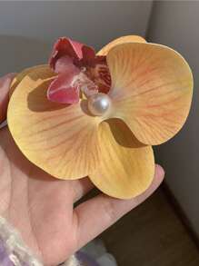 1 pieza Pinza de pelo con flor azul de orquídea acrílica soñadora y dulce, accesorio de pelo para salidas y sesiones de fotos, accesorio de pelo con flores