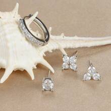 4 件 18K 镀金花朵圆形穿孔耳环套装 女士锆石朋克耳钉耳环首饰 情人节、妈妈、母亲节、礼物 - 4 - 查看 5