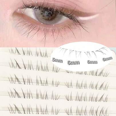 80 chiếc 10 hàng lông mi mỏng nhẹ tự nhiên thân trong suốt lông mi giả cong nhẹ từng đoạn tinh tế mềm mại cụm lông mi, cụm lông mi, lông mi riêng lẻ, lông mi, lông mi giả