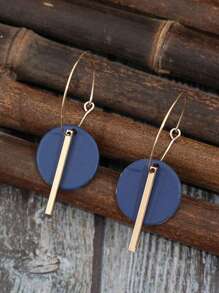 1 对波西米亚简约几何圆形和条形合金环状耳环，时尚多色合金耳环 - 彩色 - 查看 8