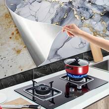 1 卷即撕即贴大理石纹壁纸，防水防油乙烯基接触纸，适用于厨房后挡板、客厅、卧室装饰，易于裁剪，自粘，时尚家居装修解决方案，厨房墙面后挡板墙纸墙贴墙面装饰 - 藍色 - 查看 4