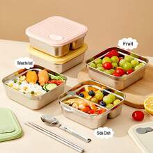 1pc 600/700ml Multifunctional 304 Stainless Steel Bento Lunch Box, Portable Leak Proof Lunch Containers With Lid, Fruit Salad Food Storage Container, Refrigeration & Dishwasher Allowable, Fresh-Keeping Box, Suitable For Student And Adult Use In Home, School, Dorm, Office, Outdoor Camping, Picnic, Travel, Back To School - Multicolor - View 5