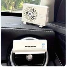 2 Packs White Car Air Conditioner Shape Incense Holder, Durable Plastic Air Vent Decoration, Solar Powered Rotating Diffuser With Incense Sticks For Car Interior Decoration