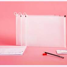 4pcs A4 Plastic PP Clear Zipper File Folders, School Student Office Storage Creative Cartoon Document Bags,For School Supplies,Back To School