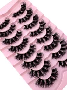 8Pairs/1Boxes 20-25mm Ultra Long & Dense D Curl Luxurious Fluffy Volume Soft Band Faux Mink False Lashes Natural Messy Dramatic Look Extension Thick Long Extended Makeup Lashes 9D Faux Mink False Eyelashes, Multi-Layered Curly & Fluffy, Soft & Voluminous Lashes, Reusable And Easy Application Suitable For Beginners, Comfortable & Versatile - Black - View 6