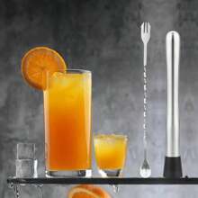 Tifanso Muddler For Cocktails, 10&#34; Muddler And Long Handle Bar Cocktail Mixing Spoon, Stainless Steel Stirrer, Bar Accessories Tools For Mojitos Fruit Drinks