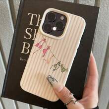 1pc TPU Material Unique Creative Pink Striped Bikini Pattern Phone Case Compatible With IPhone Waterproof Shockproof Anti-Fall Scratch Resistant