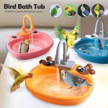 Electric Water Circulation Parrot Bird Bath Tub With Water Dispenser, Plastic With Faucet, Pet Bathing Basin (Batteries Not Included, Some Accessories Random) - Multicolor - View 12