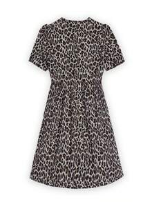 新品女式短袖豹纹前系带迷你连衣裙 - 彩色 - 查看 4