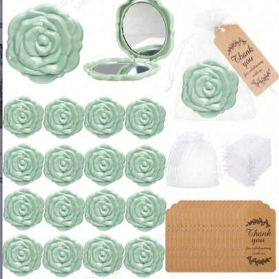 3 件/18 件/套，新娘送礼佳品，玫瑰图案镜子，塑料化妆镜，新娘答谢卡，配纱袋，婚礼派对礼物，伴娘礼物，宾客礼物，新娘派对用品，圣诞礼物