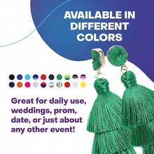 Rave Colorful Tassel Earrings Women - Layered Tassle Earrings - Choice Of Color - 綠色 - 查看 4