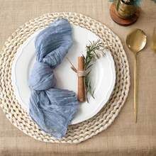 12pcs Cheese Cloth Napkins, 19.69 X 19.69 Inches Dinner Napkins With Ruffle Decor, Suitable For Home, Wedding, Bridal Shower, Party, Christmas, Family Gathering, Picnic (Ash Blue) - Multicolor - View 8