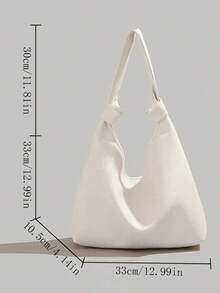 French Retro Simple Casual Slouchy Shoulder Bag, Versatile Quality Large Capacity Tote Bag For Women, Spring Edition - White - View 7