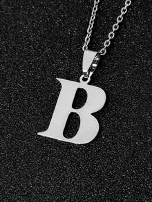 1 pezzo Semplice e alla moda collana con pendente a lettera 26 in acciaio inossidabile, adatta per uso quotidiano, un ottimo regalo per gli amici - Multicolore - Visualizzare 6