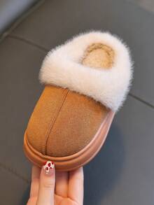 Children's 2025 New Autumn And Winter Plus Velvet Thick Warm Slippers For Boys And Girls Small, Medium And Large Children's Baby Slippers Indoor Home Simple And Fashionable - Màu Khaki - Xem 7